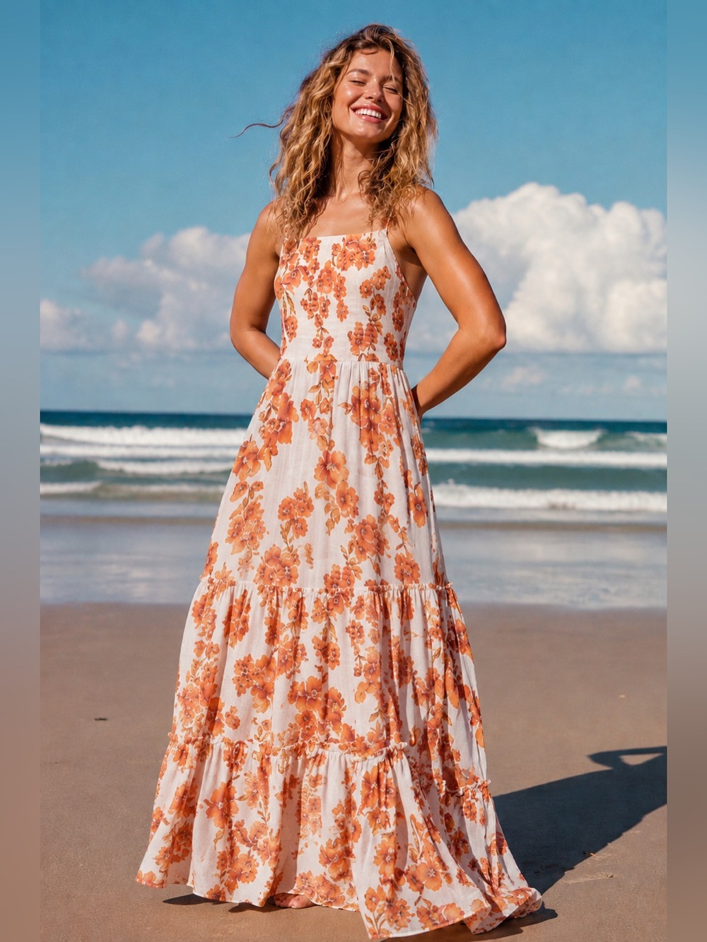 Free People Garden Party Floral Maxi Dress Size Large Smocked Boho